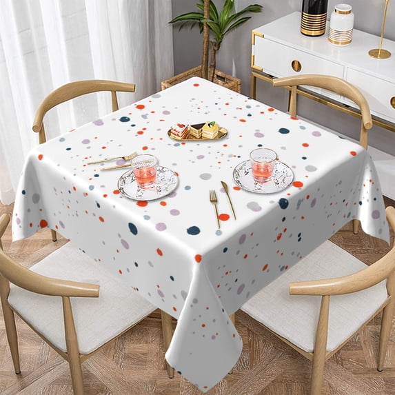 YFYANG Square Polyester Table Cloth, 60" x 60" Reusable Table Cover Kitchen Dining Room Geometric Polka Dot Pattern Decorative Tablecloths for Tables of 2-4 People