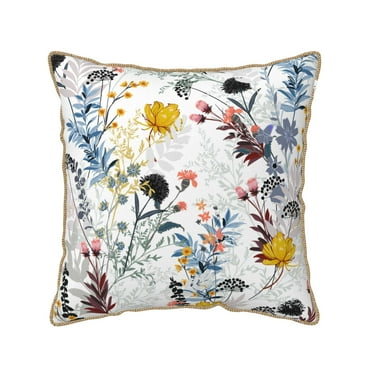 YFYANG Square Velvet Decorative Throw Pillow, 16"x16" Abstract Vintage Spring Flower Texture Pattern Sofa Bed Cushion Pillows