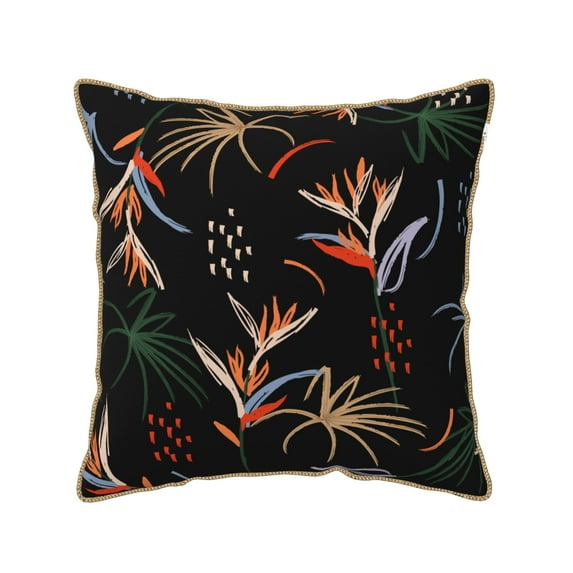 YFYANG Square Velvet Decorative Throw Pillow, 16"x16" Abstract Watercolor Flower Doodle Pattern Sofa Bed Cushion Pillows