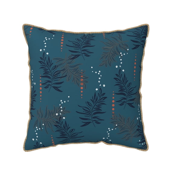 YFYANG Square Velvet Decorative Throw Pillow, 16"x16" Green Abstract Vintage Leaf Texture Pattern Sofa Bed Cushion Pillows