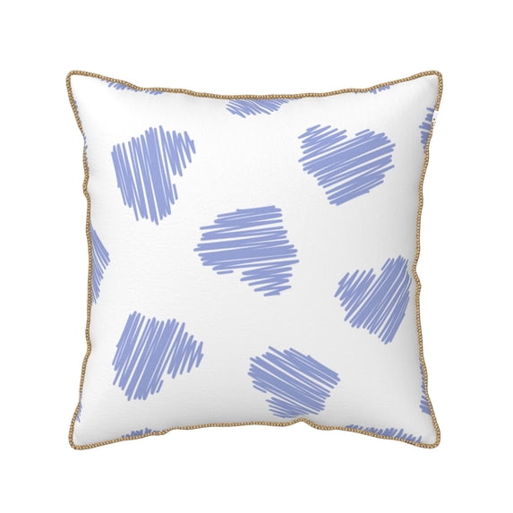 YFYANG Square Velvet Decorative Throw Pillow, 16"x16" Purple Heart Line Doodle Pattern Sofa Bed Cushion Pillows