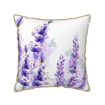 YFYANG Square Velvet Decorative Throw Pillow, 16"x16" Purple Lavender Watercolor Doodle Pattern Sofa Bed Cushion Pillows