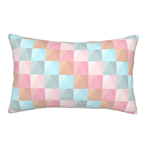 YFYANG Super Soft Rectangular Plush Cushion Cover (Without Pillow Insert), Colorful Squares Comfort and Non-Pilling Hidden Zip Bedroom Sofa Pillowcases, 16"x24"