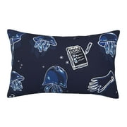 YFYANG Super Soft Rectangular Plush Cushion Cover (Without Pillow Insert), Dream Sea Creature Jellyfish Pattern Comfort and Non-Pilling Hidden Zip Bedroom Sofa Pillowcases, 20"x30"