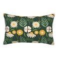 thumbnail image 1 of YFYANG Super Soft Rectangular Plush Cushion Cover (Without Pillow Insert), Green Blooming Daisy Pattern Comfort and Non-Pilling Hidden Zip Bedroom Sofa Pillowcases, 20"x30", 1 of 9