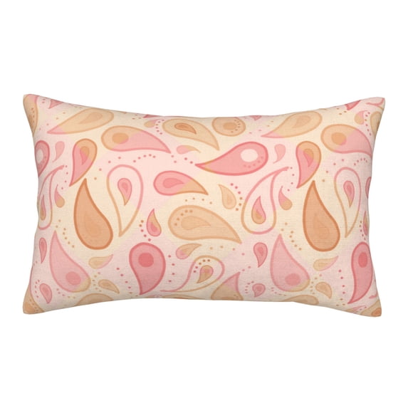 YFYANG Super Soft Rectangular Plush Cushion Cover (Without Pillow Insert), Pastel Paisley Pattern Comfort and Non-Pilling Hidden Zip Bedroom Sofa Pillowcases, 16"x24"