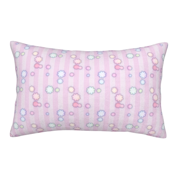 YFYANG Super Soft Rectangular Plush Cushion Cover (Without Pillow Insert), Pink Floral Stripes Comfort and Non-Pilling Hidden Zip Bedroom Sofa Pillowcases, 14"x20"