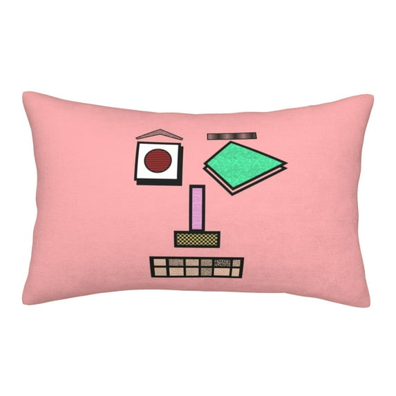 YFYANG Super Soft Rectangular Plush Cushion Cover (Without Pillow Insert), Pink Robot Face Shape Comfort and Non-Pilling Hidden Zip Bedroom Sofa Pillowcases, 16"x24"