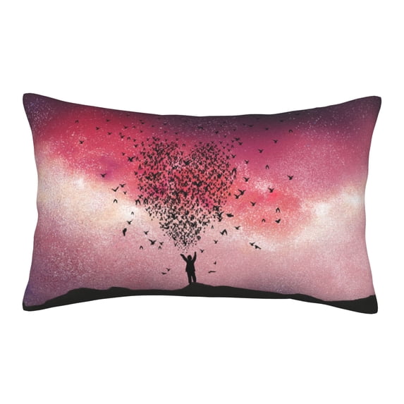YFYANG Super Soft Rectangular Plush Cushion Cover (Without Pillow Insert), Pink Romantic Sunset Comfort and Non-Pilling Hidden Zip Bedroom Sofa Pillowcases, 16"x24"