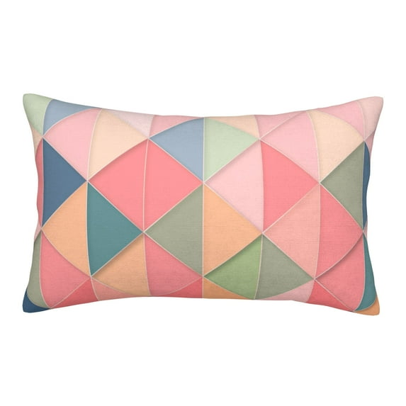 YFYANG Super Soft Rectangular Plush Cushion Cover (Without Pillow Insert), Pink Triangle Plaid Comfort and Non-Pilling Hidden Zip Bedroom Sofa Pillowcases, 20"x30"