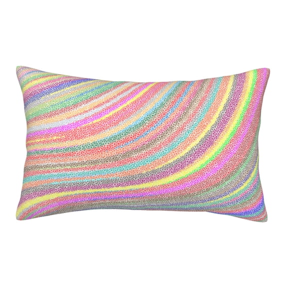 YFYANG Super Soft Rectangular Plush Cushion Cover (Without Pillow Insert), Rainbow Line Art Comfort and Non-Pilling Hidden Zip Bedroom Sofa Pillowcases, 16"x24"