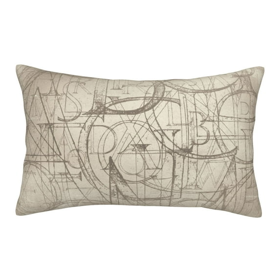 YFYANG Super Soft Rectangular Plush Cushion Cover (Without Pillow Insert), Vintage Letter Art Comfort and Non-Pilling Hidden Zip Bedroom Sofa Pillowcases, 16"x24"
