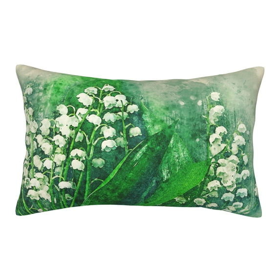 YFYANG Super Soft Rectangular Plush Cushion Cover (Without Pillow Insert), Watercolor Bell Orchids Comfort and Non-Pilling Hidden Zip Bedroom Sofa Pillowcases, 14"x20"