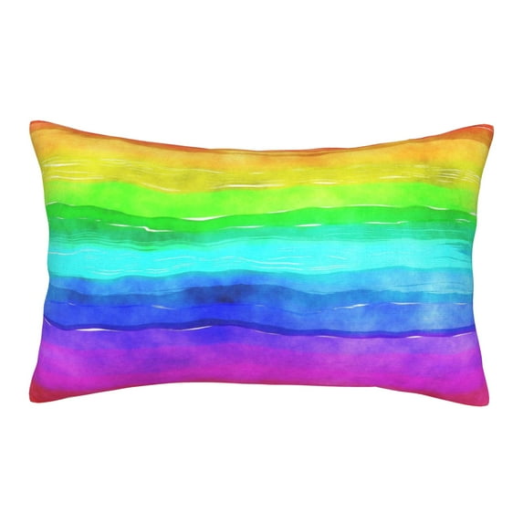 YFYANG Super Soft Rectangular Plush Cushion Cover (Without Pillow Insert), Watercolor Rainbow Doodle Comfort and Non-Pilling Hidden Zip Bedroom Sofa Pillowcases, 20"x30"