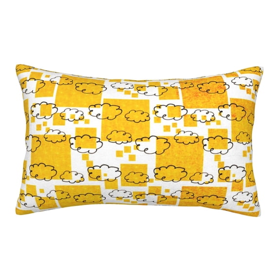 YFYANG Super Soft Rectangular Plush Cushion Cover (Without Pillow Insert), Yellow Fantasy Geometric Clouds Comfort and Non-Pilling Hidden Zip Bedroom Sofa Pillowcases, 14"x20"