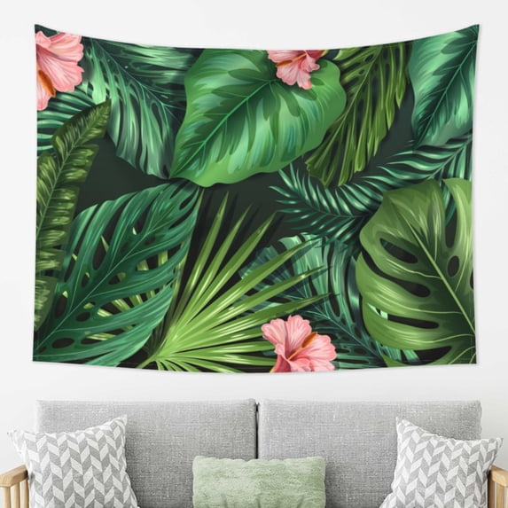 YFYANG Tropical Green Leaf Texture Tapestry, Bedroom Dormitory Living Room Decoration Tapestrys Wall Hanging , 80 x 60 in