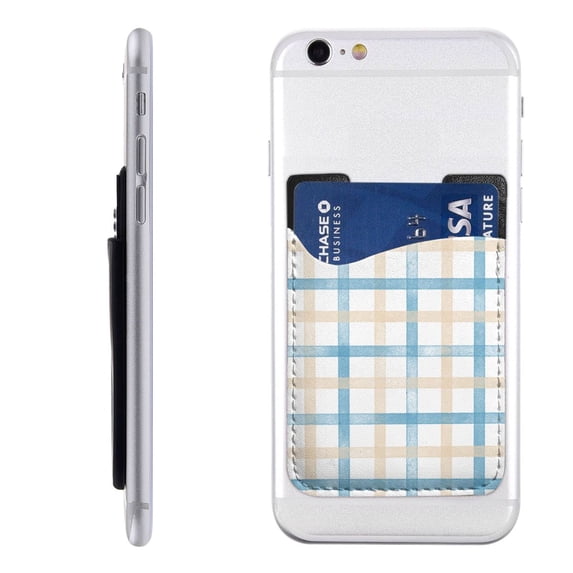 YFYANG Universal Adhesive Cell Phone Card Holder, Watercolor Vintage Plaid Leather Cell Phone Wallet Sticker