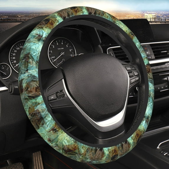 YFYANG Universal Elastic Abstract Line Texture Car Steering Wheel Cover, Non-Slip Sweat Absorbent