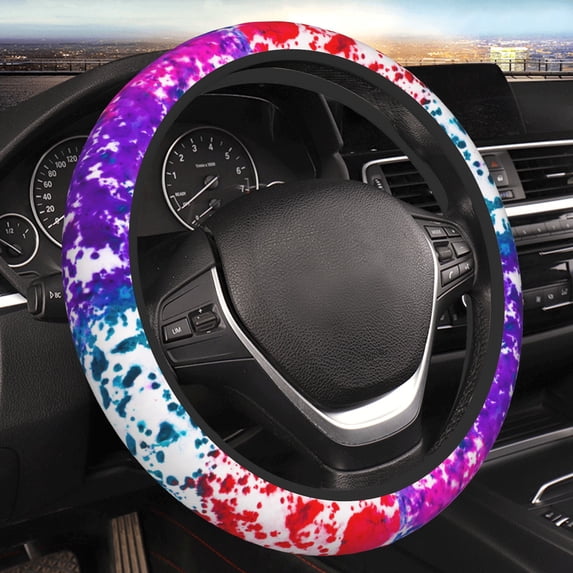 YFYANG Universal Elastic Color Abstract Watercolor Car Steering Wheel Cover, Non-Slip Sweat Absorbent