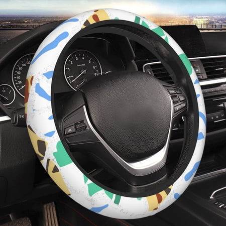 YFYANG Universal Elastic Geometric Fragmentation Texture Car Steering Wheel Cover, Non-Slip Sweat Absorbent