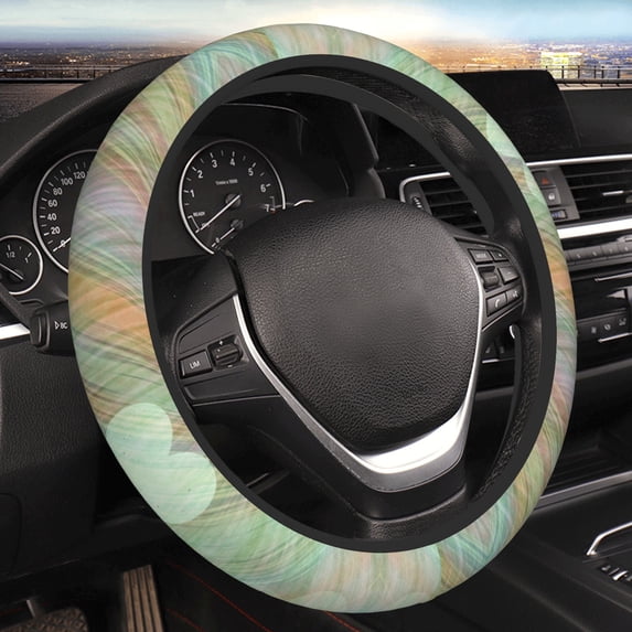 YFYANG Universal Elastic Retro Rainbow Love Car Steering Wheel Cover, Non-Slip Sweat Absorbent