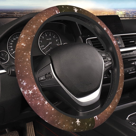 YFYANG Universal Elastic Retro Starry Night Car Steering Wheel Cover, Non-Slip Sweat Absorbent