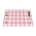 thumbnail image 1 of YFYANG Washable Heat-Resistant Placemats, 70% PVC/30% Polyester, Pink Plaid Pattern Kitchen Table Mat, 12" x 18" 1 Pcs, 1 of 6