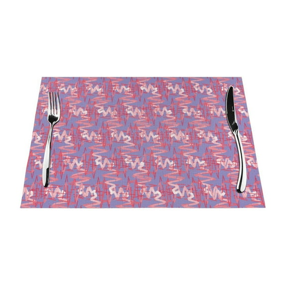 YFYANG Washable Heat-Resistant Placemats, 70% PVC/30% Polyester, Red Wavy Line Texture Kitchen Table Mat, 12" x 18" 1 Piece