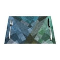 thumbnail image 1 of YFYANG Washable Heat-Resistant Placemats, 70% PVC/30% Polyester, Vintage Blue-Green Geometry Kitchen Table Mat, 12" x 18" 6 Piece, 1 of 6