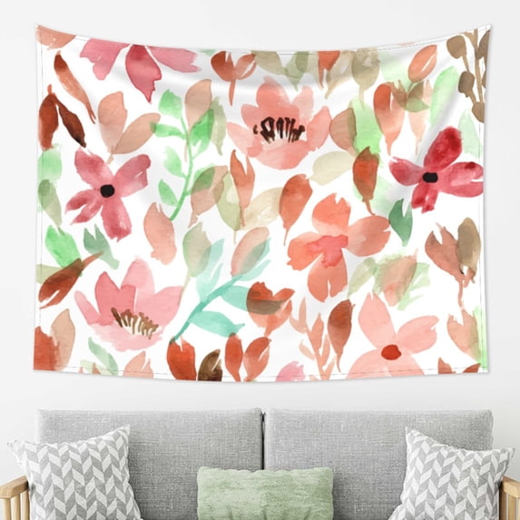 YFYANG Watercolor Beautiful Flower Doodle Tapestry, Bedroom Dormitory Living Room Decoration Tapestrys Wall Hanging , 80 x 60 in