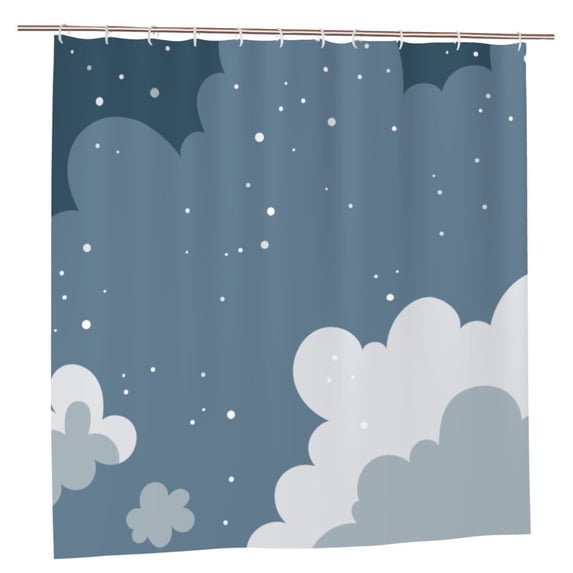 YFYANG Waterproof Bathroom Shower Curtain, Abstract Cloud Doodle Shower Curtain Set with Hooks, Home Bathroom Tub Decor - 72 "x72", Plastic Hooks