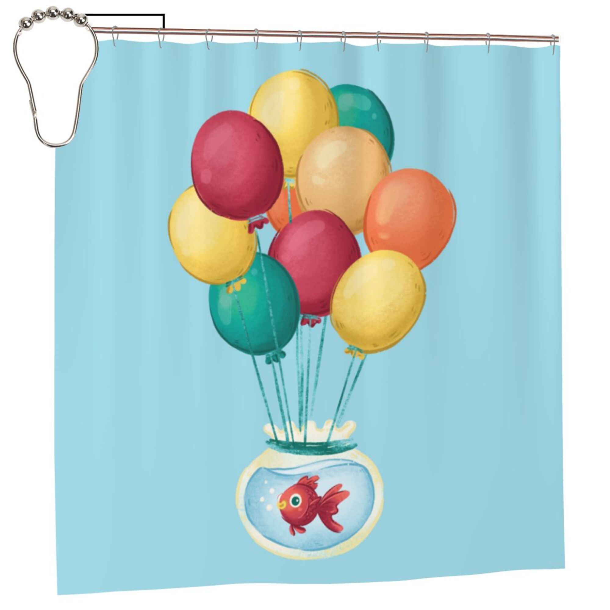 YFYANG Waterproof Bathroom Shower Curtain, Balloon Fish Tank Graffiti  Shower Curtain Set with Hooks, Home Bathroom Tub Decor - 72 "x72", Iron  Hooks - Walmart.com