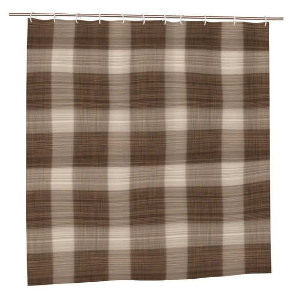 YFYANG Waterproof Bathroom Shower Curtain, Brown Abstract Plaid Stripe Shower Curtain Set with Hooks, Home Bathroom Tub Decor - 72 "x72", Plastic Hooks