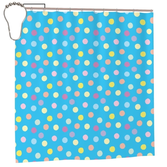 YFYANG Waterproof Bathroom Shower Curtain, Colorful Dots Shower Curtain Set with Hooks, Home Bathroom Tub Decor - 72 "x72", Iron Hooks