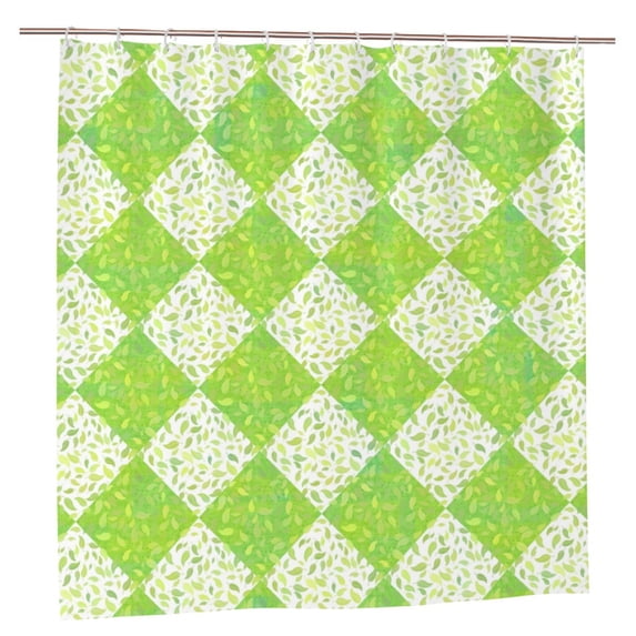 YFYANG Waterproof Bathroom Shower Curtain, Green Leaf Lattice Pattern Shower Curtain Set with Hooks, Home Bathroom Tub Decor - 72 "x72", Plastic Hooks