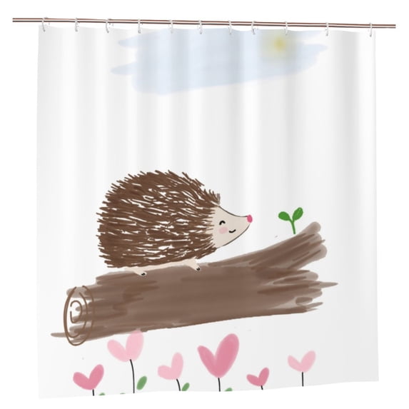 YFYANG Waterproof Bathroom Shower Curtain, Hedgehog Flower Doodle Shower Curtain Set with Hooks, Home Bathroom Tub Decor - 72 "x72", Plastic Hooks