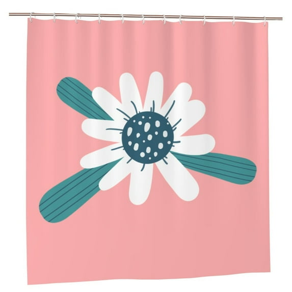YFYANG Waterproof Bathroom Shower Curtain, Pink Flower Graffiti Shower Curtain Set with Hooks, Home Bathroom Tub Decor - 72 "x72", Plastic Hooks