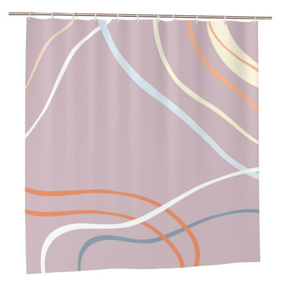 YFYANG Waterproof Bathroom Shower Curtain, Pink Line Art Shower Curtain Set with Hooks, Home Bathroom Tub Decor - 72 "x72", Plastic Hooks