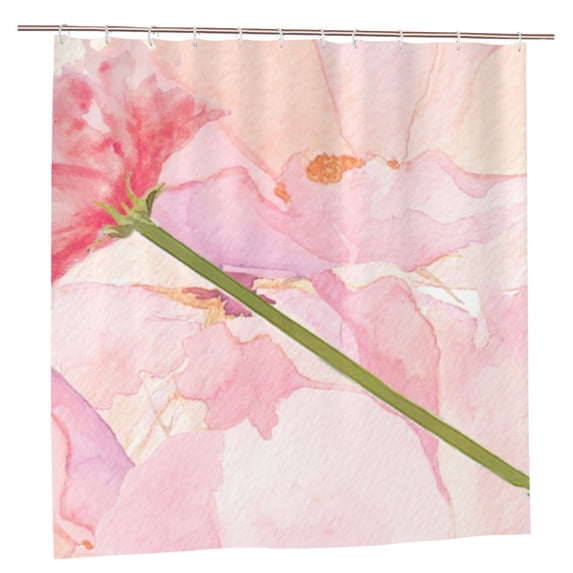 YFYANG Waterproof Bathroom Shower Curtain, Pink Rose Art Shower Curtain Set with Hooks, Home Bathroom Tub Decor - 72 "x72", Plastic Hooks