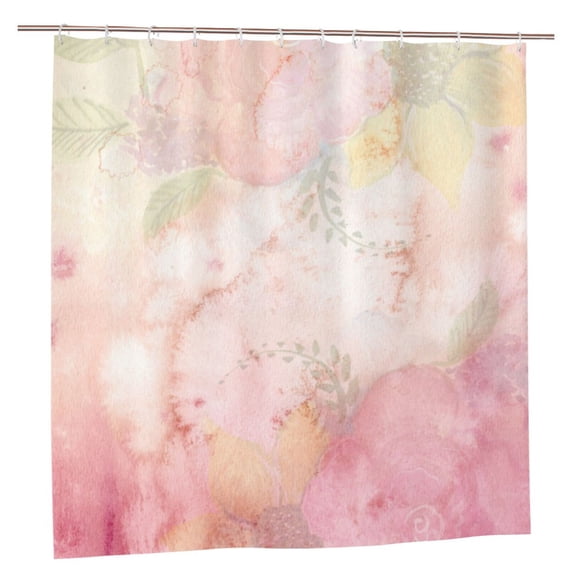 YFYANG Waterproof Bathroom Shower Curtain, Pink Sweet Spring Shower Curtain Set with Hooks, Home Bathroom Tub Decor - 72 "x72", Plastic Hooks