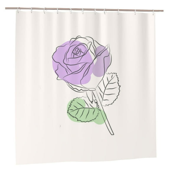 YFYANG Waterproof Bathroom Shower Curtain, Purple Rose Pattern Shower Curtain Set with Hooks, Home Bathroom Tub Decor - 72 "x72", Plastic Hooks