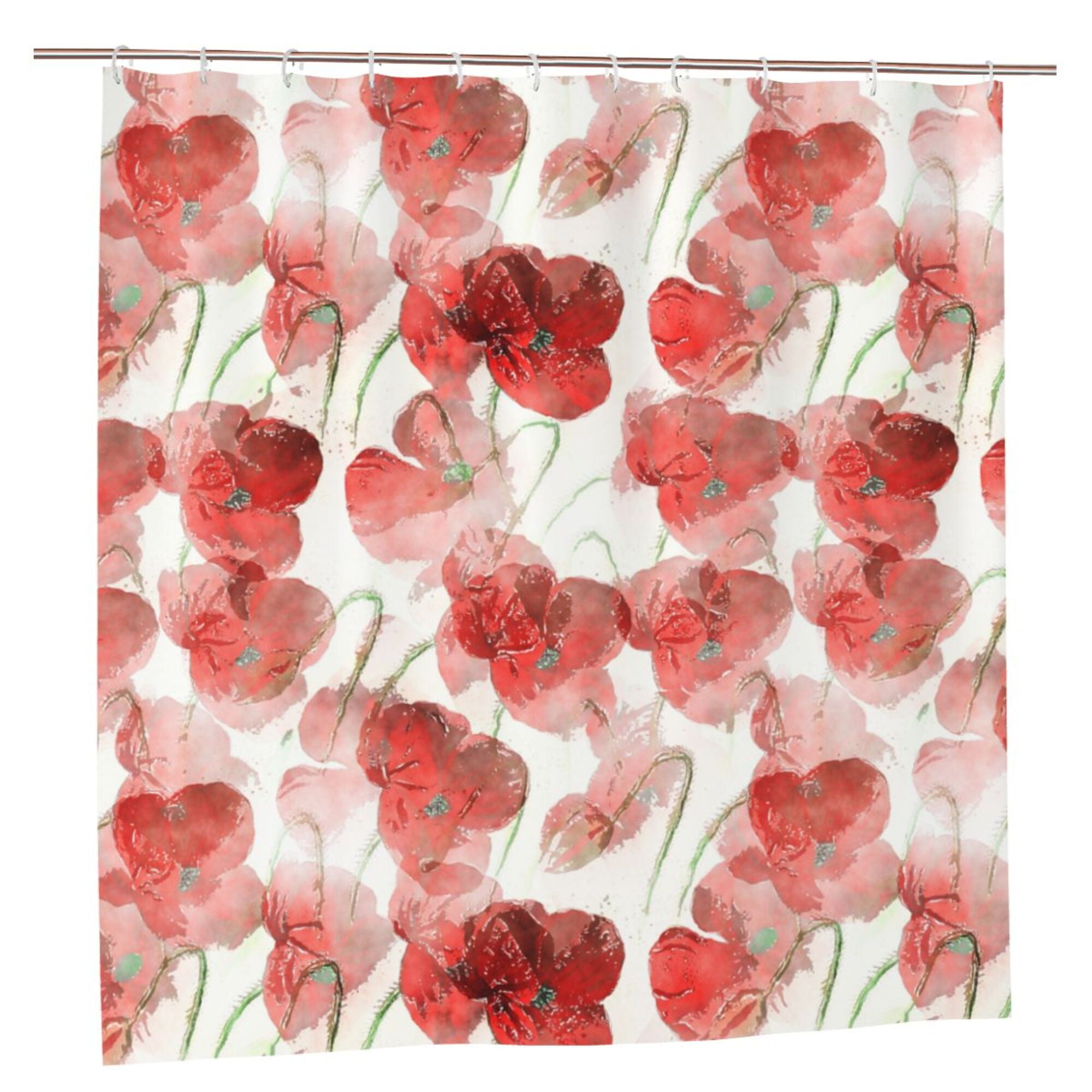 YFYANG Waterproof Bathroom Shower Curtain, Red Flower Oil Painting ...