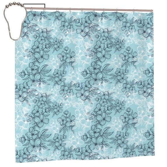 YFYANG Waterproof Bathroom Shower Curtain, Retro Floral Texture Pattern Shower Curtain Set with Hooks, Home Bathroom Tub Decor - 72 "x72", Iron Hooks
