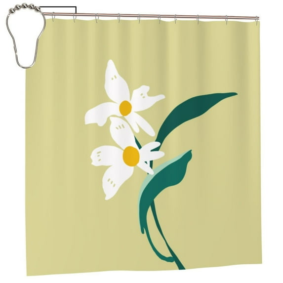YFYANG Waterproof Bathroom Shower Curtain, Yellow Flower Oil Painting Shower Curtain Set with Hooks, Home Bathroom Tub Decor - 72 "x72", Iron Hooks
