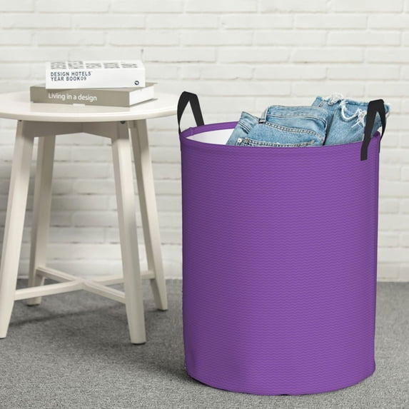 YFYANG Waterproof Laundry Hamper, Purple Wave Texture Pattern Laundry Basket Oxford Fabric with Handle Foldable, M