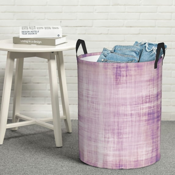 YFYANG Waterproof Laundry Hamper, Watercolor Purple Textured Laundry Basket Oxford Fabric with Handle Foldable, M