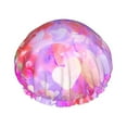thumbnail image 1 of YFYANG Women's Double Waterproof Shower Cap, Pink Love Watercolor Reusable Hair Cap for All Hair Styles and Head Sizes, 1 of 9