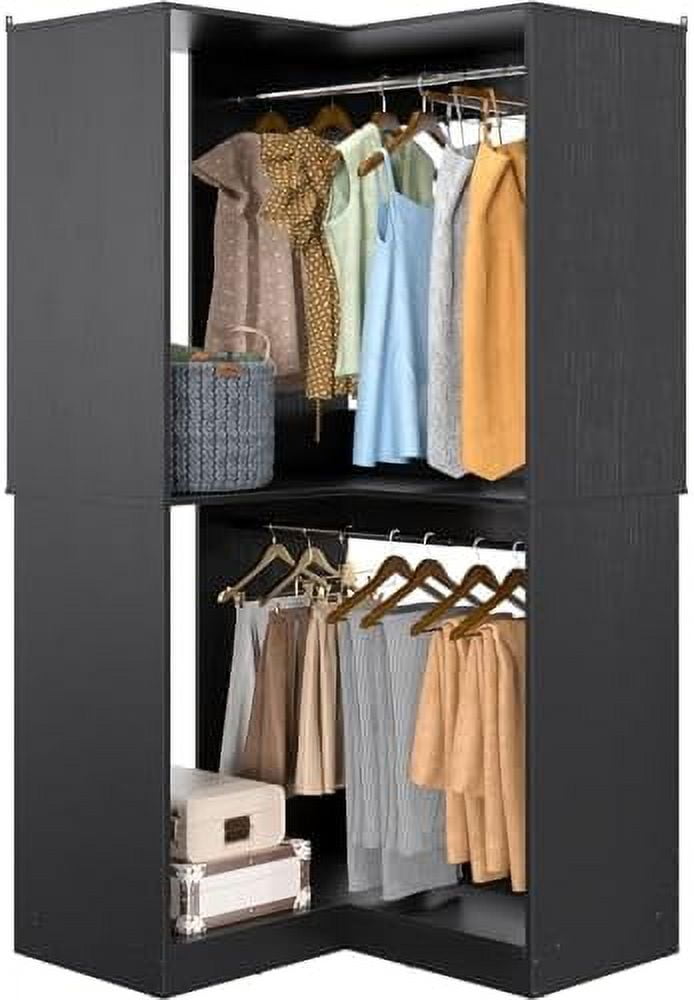 YFbiubiulife Corner Closet System 32 Inches Wide Wood Corner Unit with ...