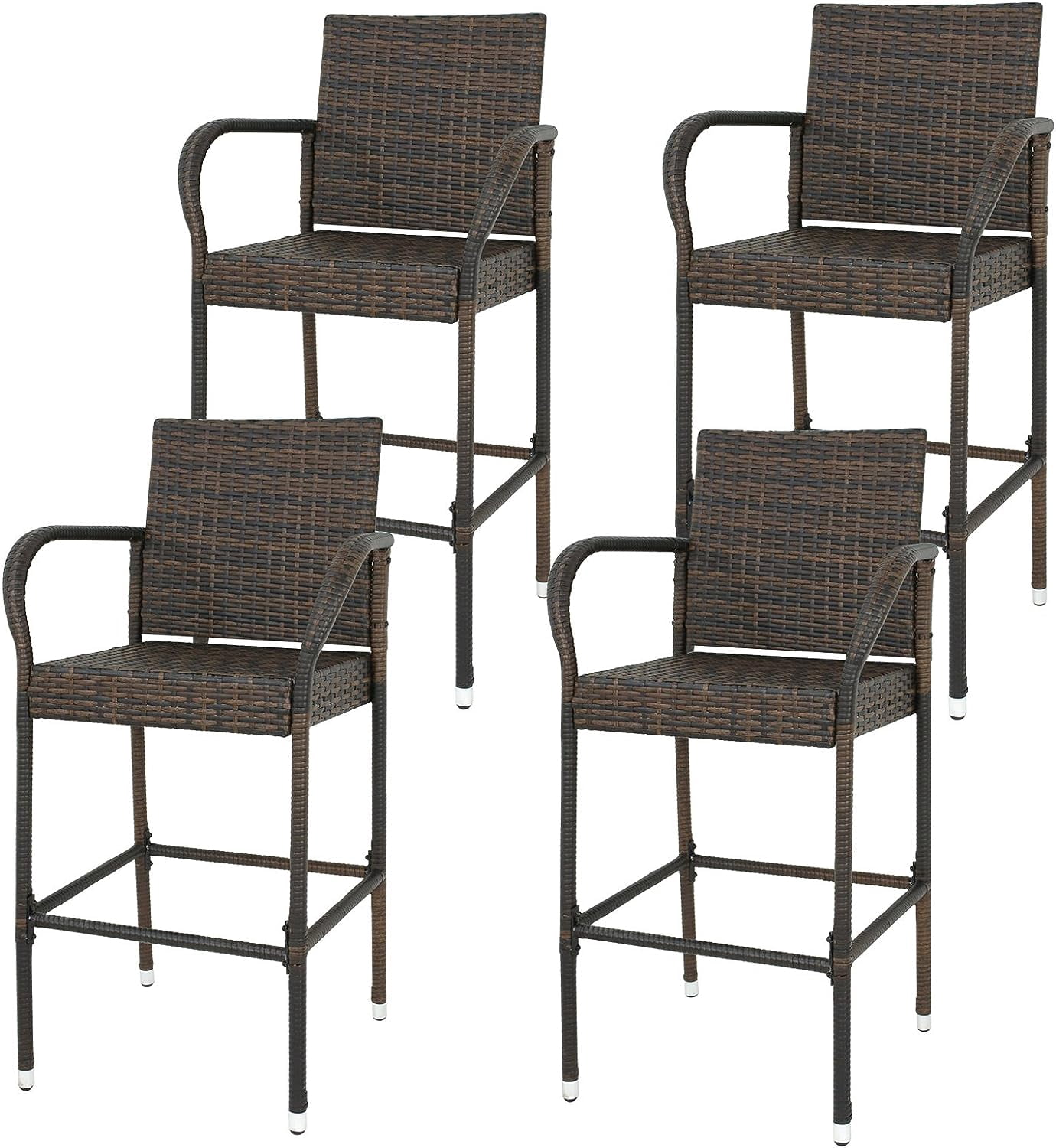 YFbiubiulife Outdoor Stools Wicker Patio Chairs Set of 4 Rattan Indoor ...