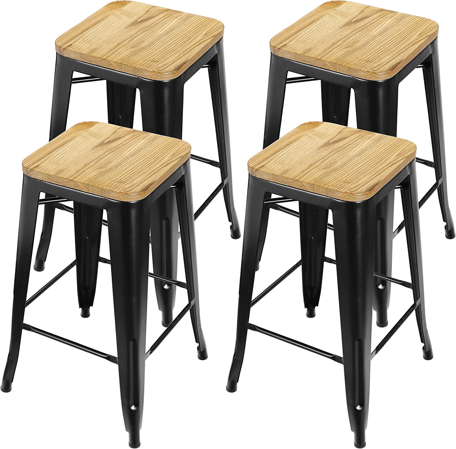 YFbiubiulife Set of 4 Counter Height Metal Stools Stackable Barstools ...